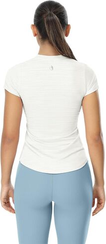 icyzone Women's Short Sleeve Workout T-Shirt Athletic Tees Breathable Gym Running Yoga Tops Slim Fit (Pack of 2) in Kuwait