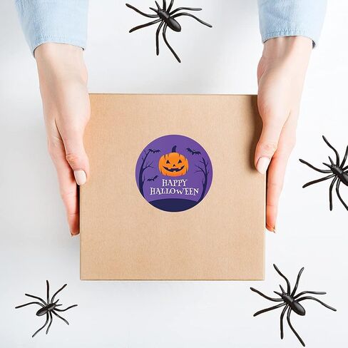 Andaz Press Halloween Stickers 2-Inch Round 120 Count Witch on Broom Labels for Kids & Adults, Paper, Cartoon Style, Single Use, Suitable for Plastic, Glass, Metal Surfaces in Kuwait