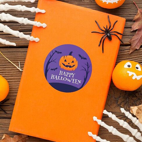 Andaz Press Halloween Stickers 2-Inch Round 120 Count Witch on Broom Labels for Kids & Adults, Paper, Cartoon Style, Single Use, Suitable for Plastic, Glass, Metal Surfaces in Kuwait