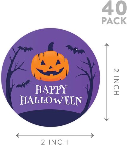 Andaz Press Halloween Stickers 2-Inch Round 120 Count Witch on Broom Labels for Kids & Adults, Paper, Cartoon Style, Single Use, Suitable for Plastic, Glass, Metal Surfaces in Kuwait