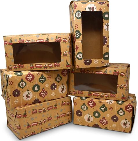 Gift Boutique 24 صندوق مخبوزات عيد الميلاد للعطلات بوزن 2 رطل رغيف عموم صناديق حلوى بني كرافت صندوق ورقي مع نافذة للخبز كب كيك الأشياء الجيدة حاويات تغليف الهدايا الغذائية هدايا الحفلات 9 بوصة × 5 بوصة × 4.5 بوصة in Saudi Arabia