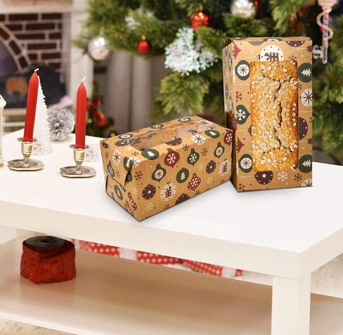 Gift Boutique 24 صندوق مخبوزات عيد الميلاد للعطلات بوزن 2 رطل رغيف عموم صناديق حلوى بني كرافت صندوق ورقي مع نافذة للخبز كب كيك الأشياء الجيدة حاويات تغليف الهدايا الغذائية هدايا الحفلات 9 بوصة × 5 بوصة × 4.5 بوصة in Saudi Arabia