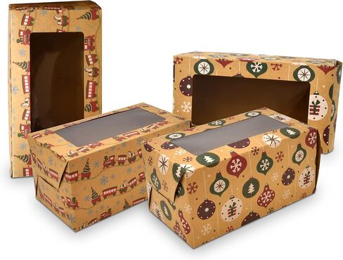 Gift Boutique 24 صندوق مخبوزات عيد الميلاد للعطلات بوزن 2 رطل رغيف عموم صناديق حلوى بني كرافت صندوق ورقي مع نافذة للخبز كب كيك الأشياء الجيدة حاويات تغليف الهدايا الغذائية هدايا الحفلات 9 بوصة × 5 بوصة × 4.5 بوصة in Saudi Arabia