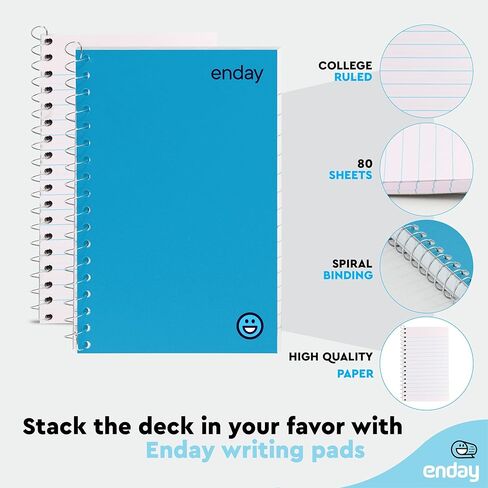 دفتر ملاحظات حلزوني صغير مقاس 5 × 7، دفتر ملاحظات حلزوني صغير مع غطاء بولي أزرق، مجلات لكتابة غلاف حلزوني، دفتر صغير للمنزل، ملحقات المكتب، 80 ورقة لكل وسادة، 6 عبوات - من Emraw in Kuwait
