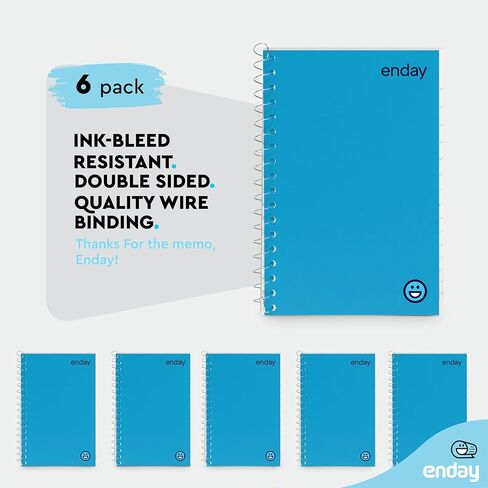 دفتر ملاحظات حلزوني صغير مقاس 5 × 7، دفتر ملاحظات حلزوني صغير مع غطاء بولي أزرق، مجلات لكتابة غلاف حلزوني، دفتر صغير للمنزل، ملحقات المكتب، 80 ورقة لكل وسادة، 6 عبوات - من Emraw in Kuwait