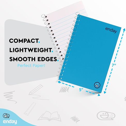 دفتر ملاحظات حلزوني صغير مقاس 5 × 7، دفتر ملاحظات حلزوني صغير مع غطاء بولي أزرق، مجلات لكتابة غلاف حلزوني، دفتر صغير للمنزل، ملحقات المكتب، 80 ورقة لكل وسادة، 6 عبوات - من Emraw in Kuwait