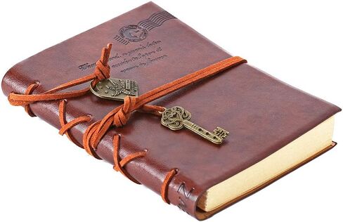 EvZ Leather Writing Journal Notebook, 7 Inches Key Bound Retro Vintage Notebook Diary Sketchbook Gifts with Unlined Travel Journals to Write in for Girls and Boys Notepad Guest Book, Dark Coffee in Kuwait