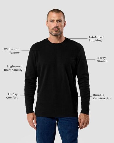 INTO THE AM Long Sleeve Waffle Knit Shirt S-4XL Premium Crew Neck Long John Thermal Shirts for Men in Saudi Arabia