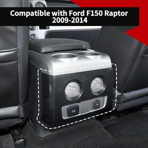 Voodonala for Ford F150 Raptor 2009-2014 Center Console Armrest Box Rear Air Vent Panel Cover Compatible with Ford F150 Raptor 2009-2014(ABS,Carbon Fiber Black) in Saudi Arabia