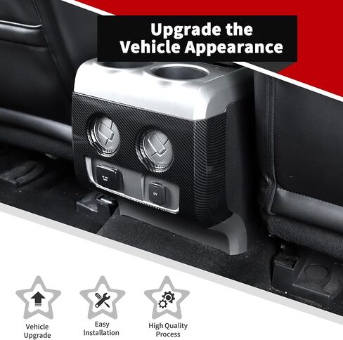 Voodonala for Ford F150 Raptor 2009-2014 Center Console Armrest Box Rear Air Vent Panel Cover Compatible with Ford F150 Raptor 2009-2014(ABS,Carbon Fiber Black) in Saudi Arabia