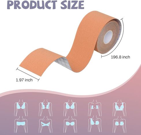 مجموعة شريط Meegoo Boob - شريط Boobytape لرفع الثدي مع شريط واحد للجسم، قطعتين من بتلات الثدي السيليكون، قطعتين من فطائر رفع الثدي، 10 قطع من ملصقات الحلمة الساتان، شريط BoobTape للثدي الكبير A-G Cup Beige in Kuwait