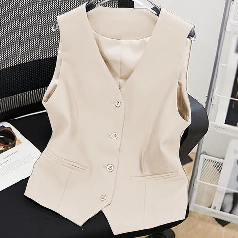 بدلة نسائية سترة متأنقة 4 أزرار أسفل الرقبة على شكل حرف v صدرية سترة اقتصادية بدلة عمل سترات مع جيوب in Kuwait