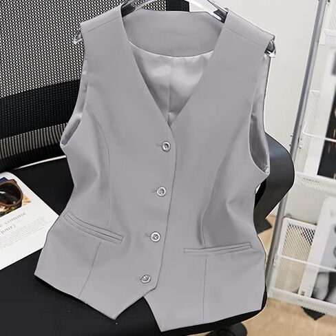 Womens Suit Vest Dressy 4 Button Down V-Neck Waistcoat Vest Economy Suit Business Blazer Jackets with Pockets in Saudi Arabia