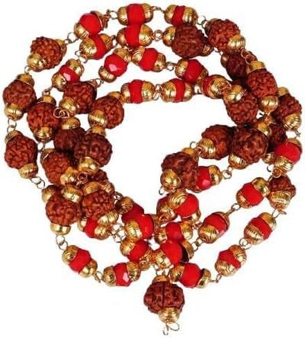Rudraksh Pearl Mala/Natural Rudraksha and Pearl Mala with Gold Metal Capping/Rudraksha Pearl Rosary/Rudraksh Moti Mala in Saudi Arabia