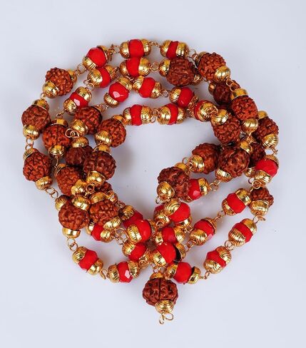 Rudraksh Pearl Mala/Natural Rudraksha and Pearl Mala with Gold Metal Capping/Rudraksha Pearl Rosary/Rudraksh Moti Mala in Saudi Arabia