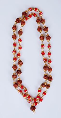 Rudraksh Pearl Mala/Natural Rudraksha and Pearl Mala with Gold Metal Capping/Rudraksha Pearl Rosary/Rudraksh Moti Mala in Saudi Arabia