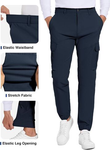 Future Flow Men's Lightweight Hiking Pants, Slim Fit Stretch Joggers, Waterproof Outdoor Pants with Pockets in Saudi Arabia