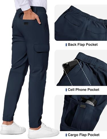 Future Flow Men's Lightweight Hiking Pants, Slim Fit Stretch Joggers, Waterproof Outdoor Pants with Pockets in Saudi Arabia