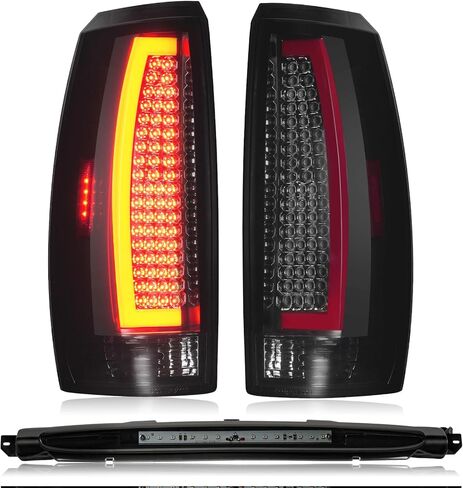 مجموعة مصابيح LED الخلفية + مصباح شحن الفرامل الثالث المتوافق مع الضوء الخلفي Chevy Avalanche 2007-2012، عدسة مدخنة للضوء الخلفي للتركيب العالي، 3 قطع in Kuwait