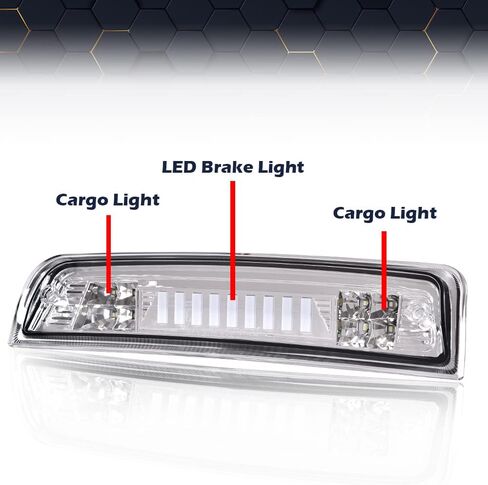 PIT66 LED Bar ضوء الفرامل الثالث، متوافق مع 2009-2017 دودج رام 1500 2500 3500 I نوع ارتفاع جبل توقف الضوء الخلفي مصابيح البضائع الخلفية عدسة واضحة الكروم الإسكان in Kuwait