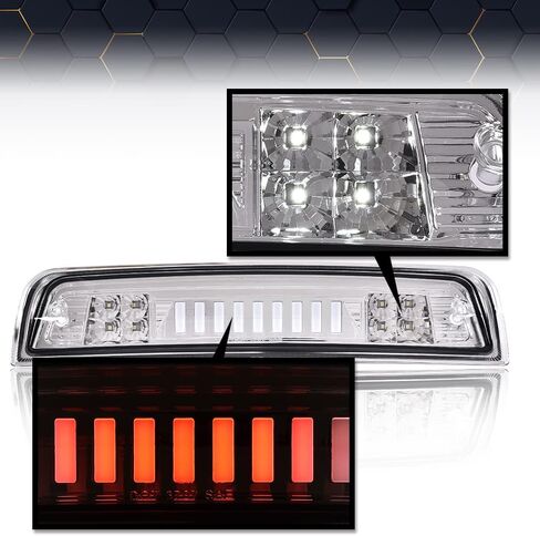 PIT66 LED Bar ضوء الفرامل الثالث، متوافق مع 2009-2017 دودج رام 1500 2500 3500 I نوع ارتفاع جبل توقف الضوء الخلفي مصابيح البضائع الخلفية عدسة واضحة الكروم الإسكان in Kuwait