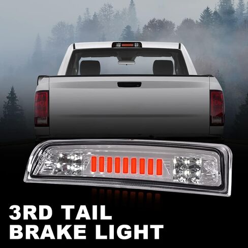 PIT66 LED Bar ضوء الفرامل الثالث، متوافق مع 2009-2017 دودج رام 1500 2500 3500 I نوع ارتفاع جبل توقف الضوء الخلفي مصابيح البضائع الخلفية عدسة واضحة الكروم الإسكان in Kuwait