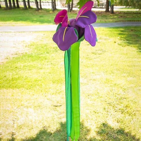In the Breeze 5227 — Iris Windtail — Colorful 3D Purple Flower Windsock with Flowing Tails in Saudi Arabia