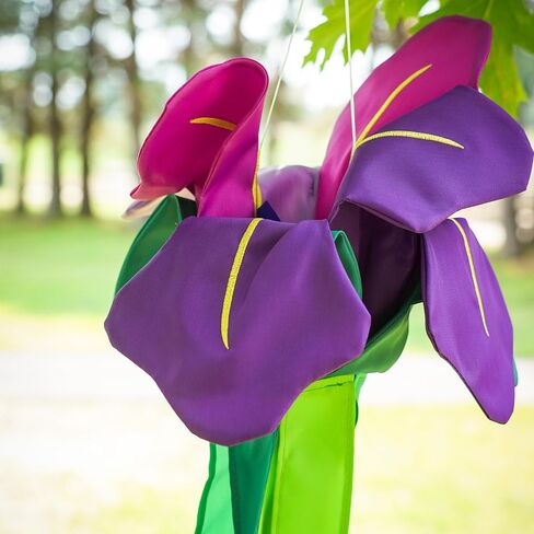 In the Breeze 5227 — Iris Windtail — Colorful 3D Purple Flower Windsock with Flowing Tails in Saudi Arabia