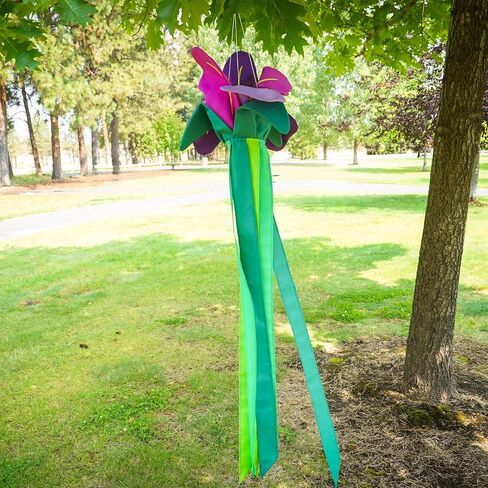 In the Breeze 5227 — Iris Windtail — Colorful 3D Purple Flower Windsock with Flowing Tails in Saudi Arabia