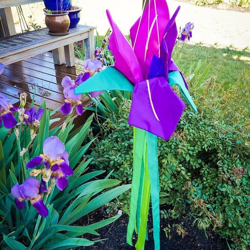 In the Breeze 5227 — Iris Windtail — Colorful 3D Purple Flower Windsock with Flowing Tails in Saudi Arabia