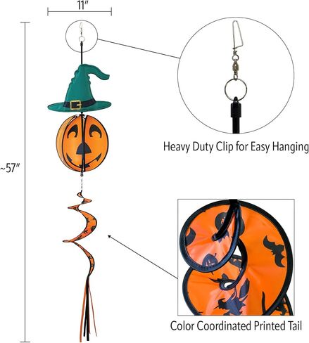 In the Breeze Pumpkin with Hat Hanging Ball Spinner, Halloween Wind Spinner, 2497 in Kuwait