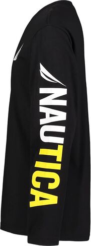 Nautica Boys' Long Sleeve Graphic Crew Neck T-Shirt, Soft, Comfortable, Relaxed Fit in Saudi Arabia