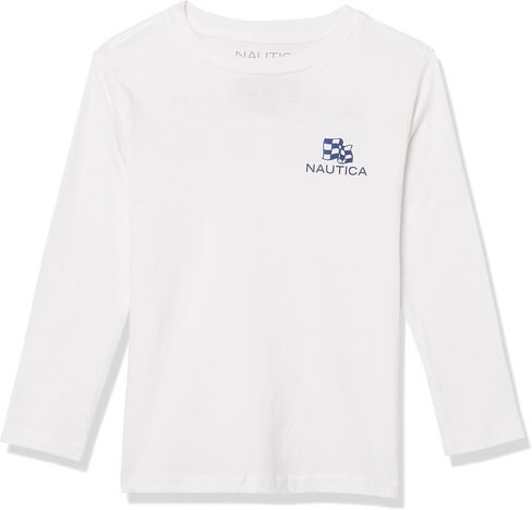 Nautica Boys' Long Sleeve Graphic Crew Neck T-Shirt, Soft, Comfortable, Relaxed Fit in Saudi Arabia