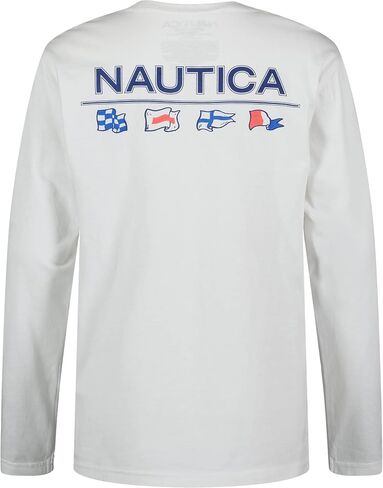 Nautica Boys' Long Sleeve Graphic Crew Neck T-Shirt, Soft, Comfortable, Relaxed Fit in Saudi Arabia