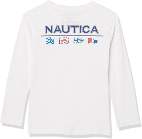 Nautica Boys' Long Sleeve Graphic Crew Neck T-Shirt, Soft, Comfortable, Relaxed Fit in Saudi Arabia