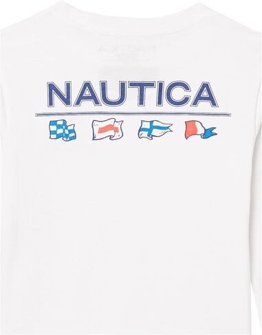 Nautica Boys' Long Sleeve Graphic Crew Neck T-Shirt, Soft, Comfortable, Relaxed Fit in Saudi Arabia