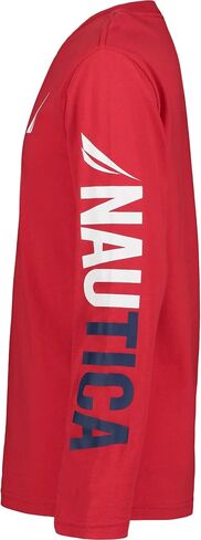 Nautica Boys' Long Sleeve Graphic Crew Neck T-Shirt, Soft, Comfortable, Relaxed Fit in Saudi Arabia