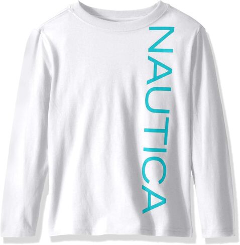 Nautica Boys' Long Sleeve Graphic Crew Neck T-Shirt, Soft, Comfortable, Relaxed Fit in Saudi Arabia