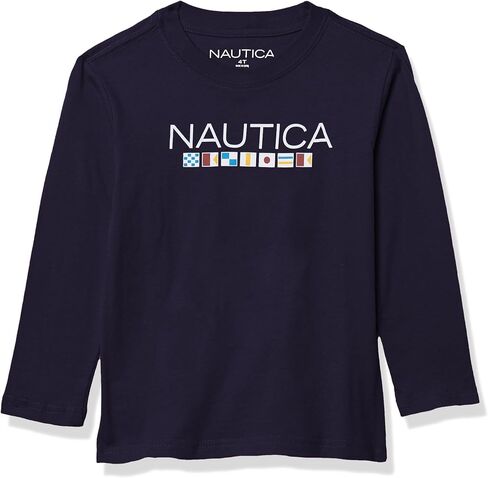 Nautica Boys' Long Sleeve Graphic Crew Neck T-Shirt, Soft, Comfortable, Relaxed Fit in Saudi Arabia