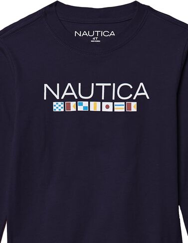 Nautica Boys' Long Sleeve Graphic Crew Neck T-Shirt, Soft, Comfortable, Relaxed Fit in Saudi Arabia