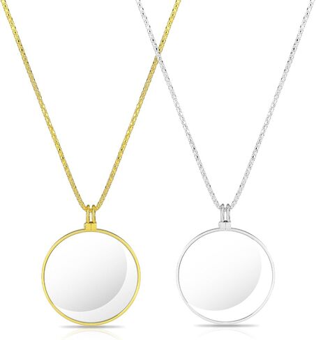 2 Colors 5X Magnifier Monocle Lens Necklace Magnifying Glass loupe on Chain Vintage Magnifying Pendant Necklace with 1.7 Inch Diameter Glass Lens for Reading Newspaper Map,Jewelry,Crafts Needlework in Saudi Arabia