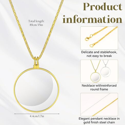 2 Colors 5X Magnifier Monocle Lens Necklace Magnifying Glass loupe on Chain Vintage Magnifying Pendant Necklace with 1.7 Inch Diameter Glass Lens for Reading Newspaper Map,Jewelry,Crafts Needlework in Saudi Arabia