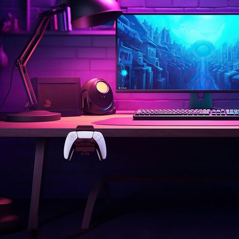 حامل وحدة التحكم في الألعاب المكتبية من BRAINWAVZ مع مشبك قابل للتعديل - تصميم عالمي لأجهزة XBOX، PS5، PS4، الكمبيوتر الشخصي، Steelseries، Steam والمزيد، تقليل الفوضى، سهل التركيب (UGC06) in Kuwait