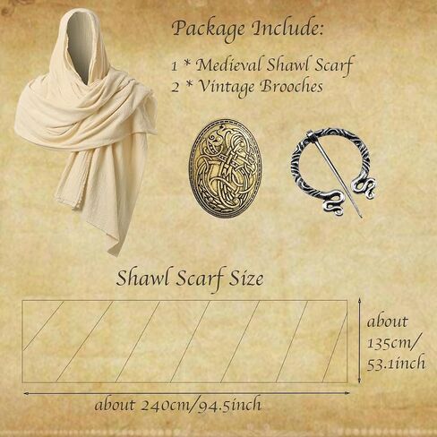 Medieval Post Apocalyptic Shawl Scarf Renaissance Cowl Cloak Retro Shaman Costume Sash in Saudi Arabia