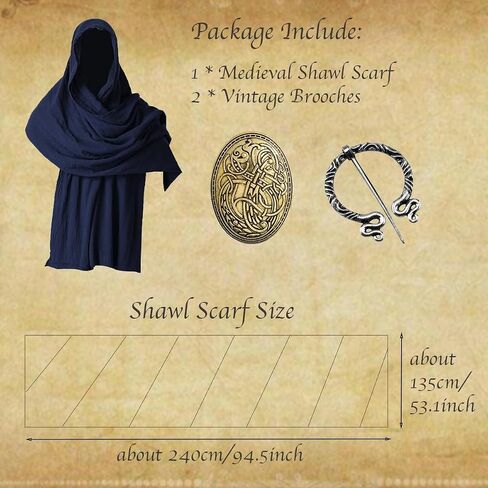 Medieval Post Apocalyptic Shawl Scarf Renaissance Cowl Cloak Retro Shaman Costume Sash in Saudi Arabia