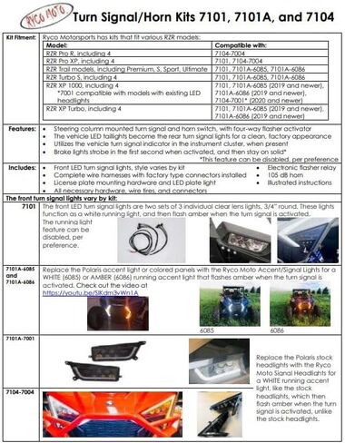 7101A-6085 Street Legal Kit With Front Accent and Turn Signal Lights For Polaris RZR/Trail/Turbo S/XP 1000/XP Turbo in Saudi Arabia
