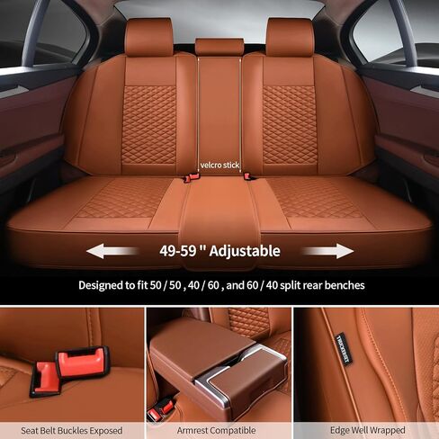 Car Seat Covers Full Set Leather Seat Covers Automotive Seat Covers Universal Car Seat Cover for Most Cars Brown in Saudi Arabia
