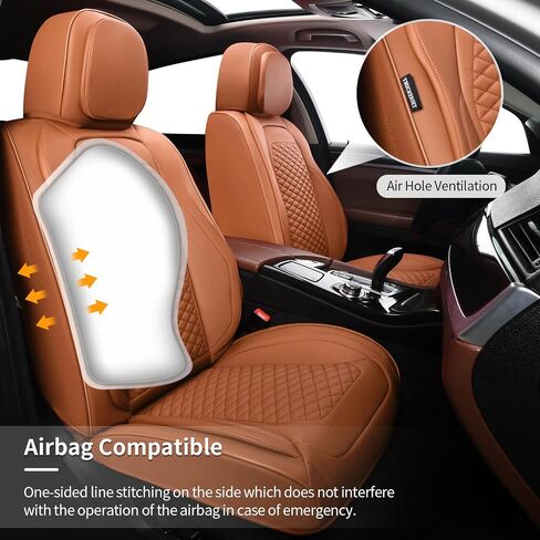 Car Seat Covers Full Set Leather Seat Covers Automotive Seat Covers Universal Car Seat Cover for Most Cars Brown in Saudi Arabia