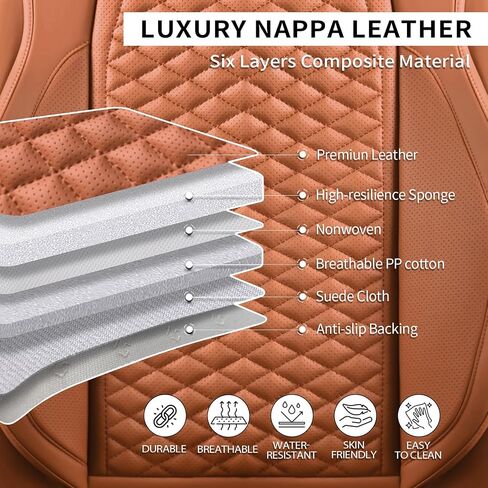 Car Seat Covers Full Set Leather Seat Covers Automotive Seat Covers Universal Car Seat Cover for Most Cars Brown in Saudi Arabia