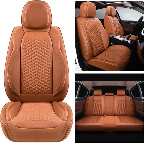 Car Seat Covers Full Set Leather Seat Covers Automotive Seat Covers Universal Car Seat Cover for Most Cars Brown in Saudi Arabia